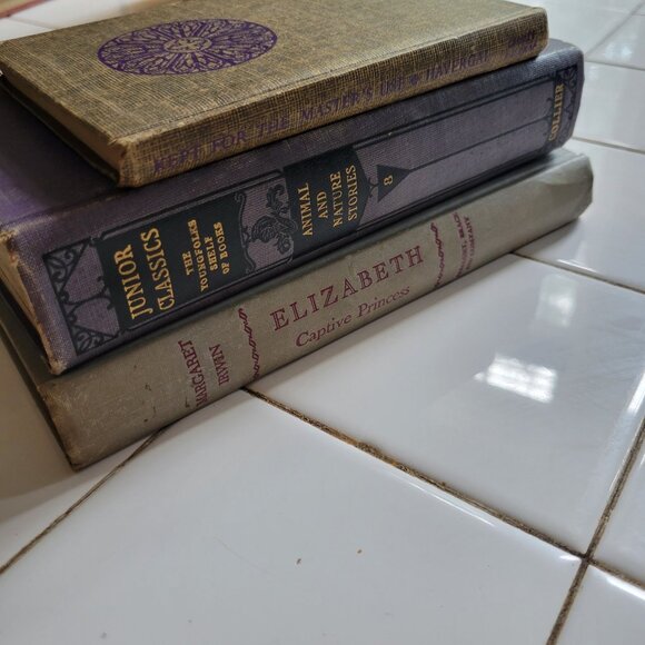 Vintage Purple Gray Book Set Lot Staging Decor Retro Prop Shelf Mantle Centerpie - Picture 5 of 7